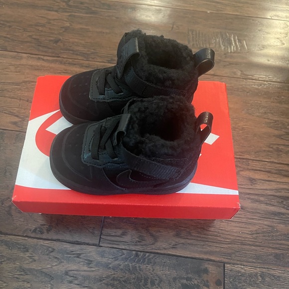 NIKE Court Borough Mid 2 TD Black Toddlers Shoes Size 4c CQ4027 001 New In Box - Picture 1 of 6